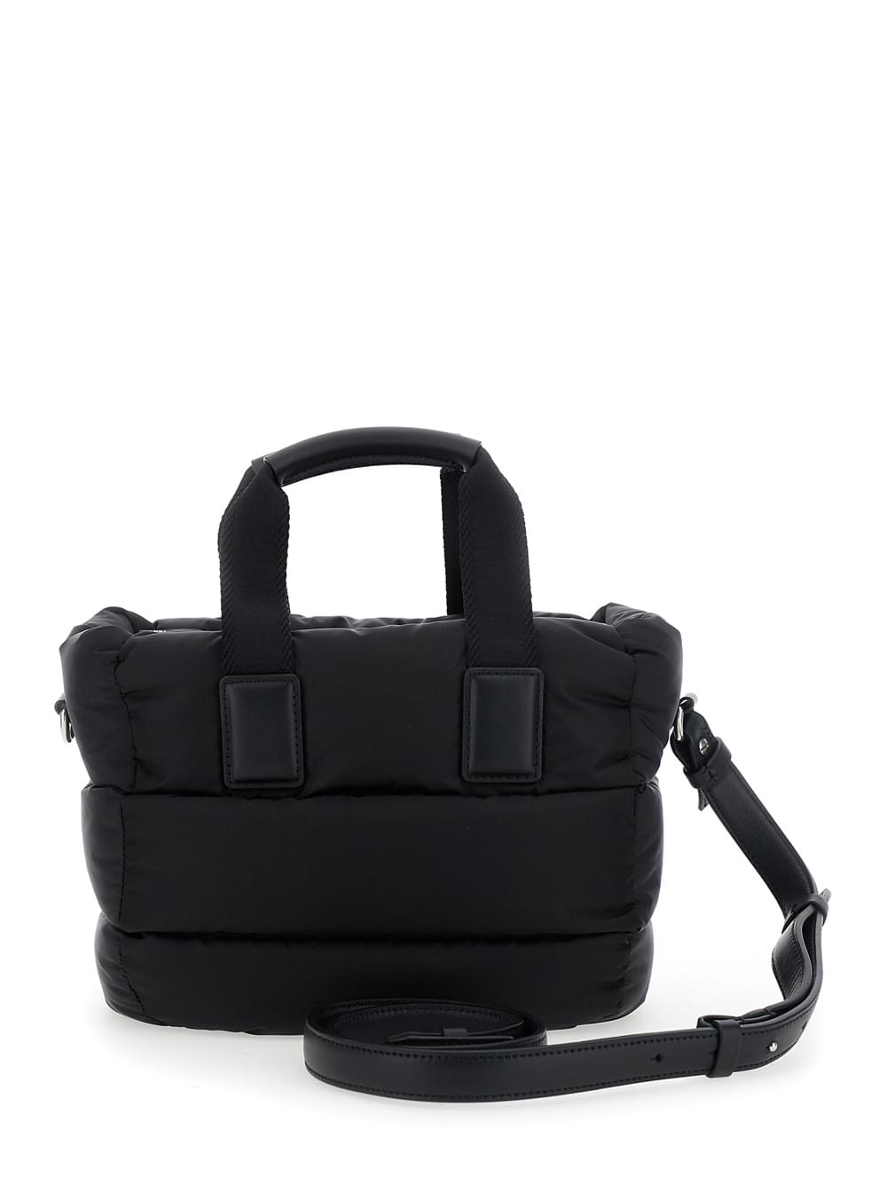Moncler Women Handbag 'Karadoc' Mini With Adjustable And Removable Shoulder Strap And Logo Patch On The Front In Black Tech Fabric For Women