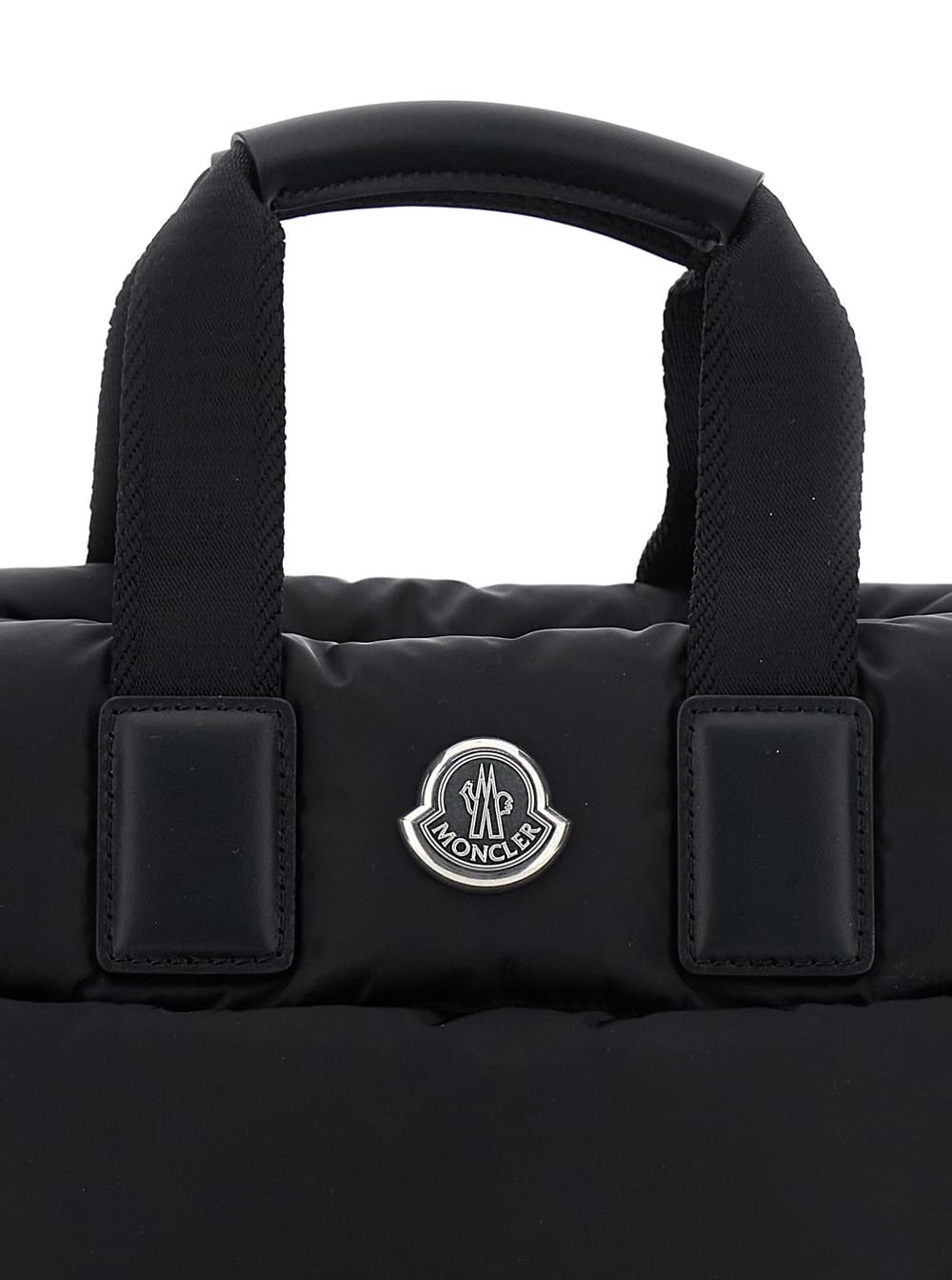 Moncler Women Handbag 'Karadoc' Mini With Adjustable And Removable Shoulder Strap And Logo Patch On The Front In Black Tech Fabric For Women