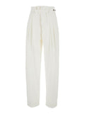 Bottega Veneta Women White Pants With Tapered Leg And Matching Waist Belt In Cotton For Women