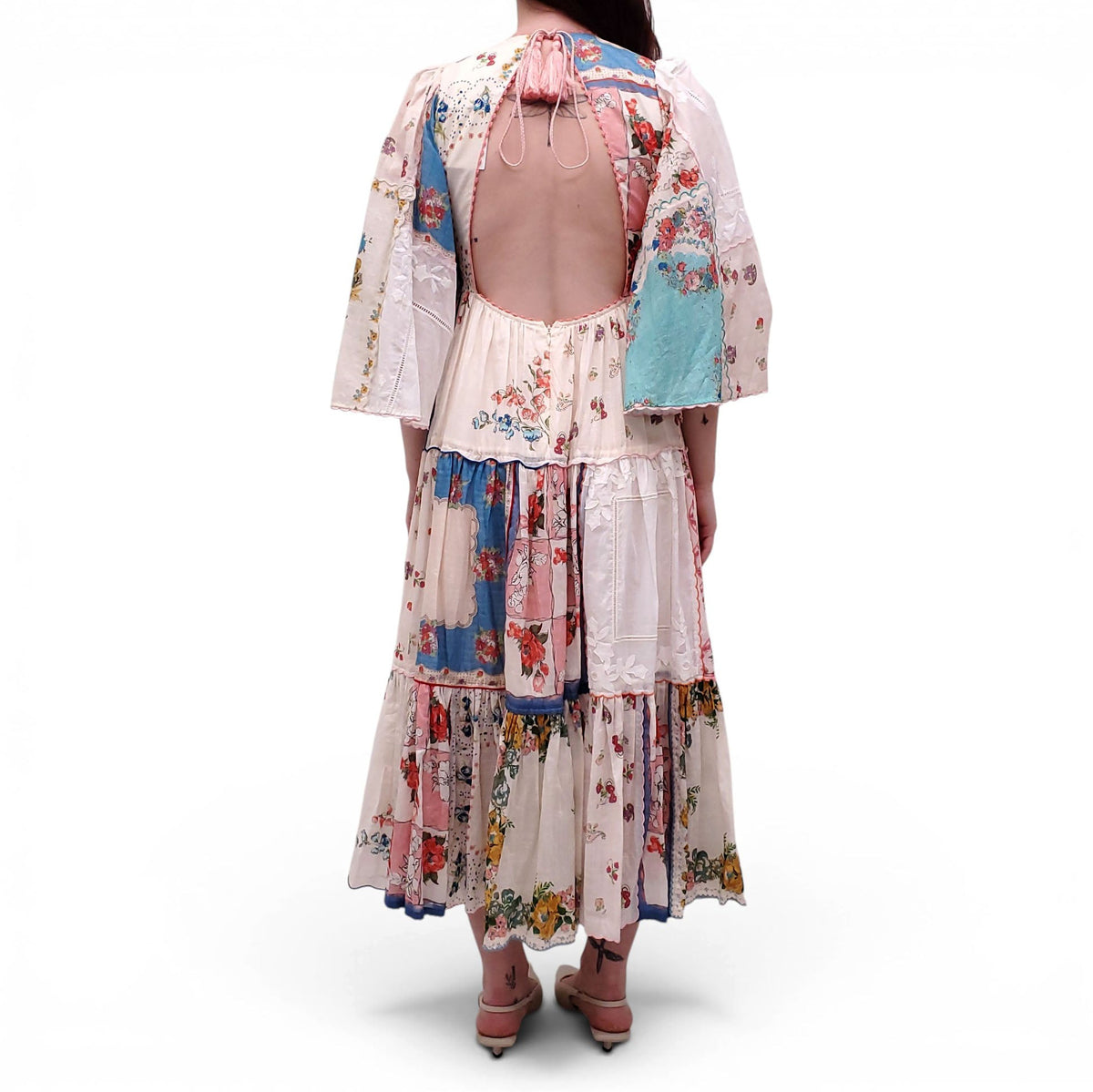 ZIMMERMANN PAINTED FLORAL 'CLOVER PATCHED' TIERED MIDI DRESS - SIZE 0 (US 4)