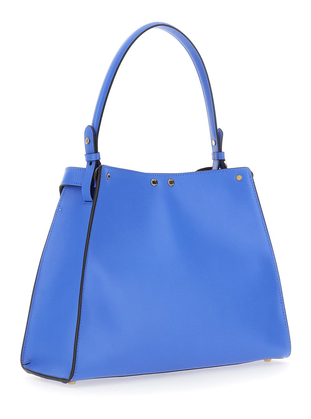 Fendi Women 'Fendi Way' Blue Handbag With Removable Handle And Turn Lock In Leather For Women
