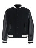 Givenchy Men Black Jacket With Bi-Color Details And Patch On The Back In Leather And Fabric For Men