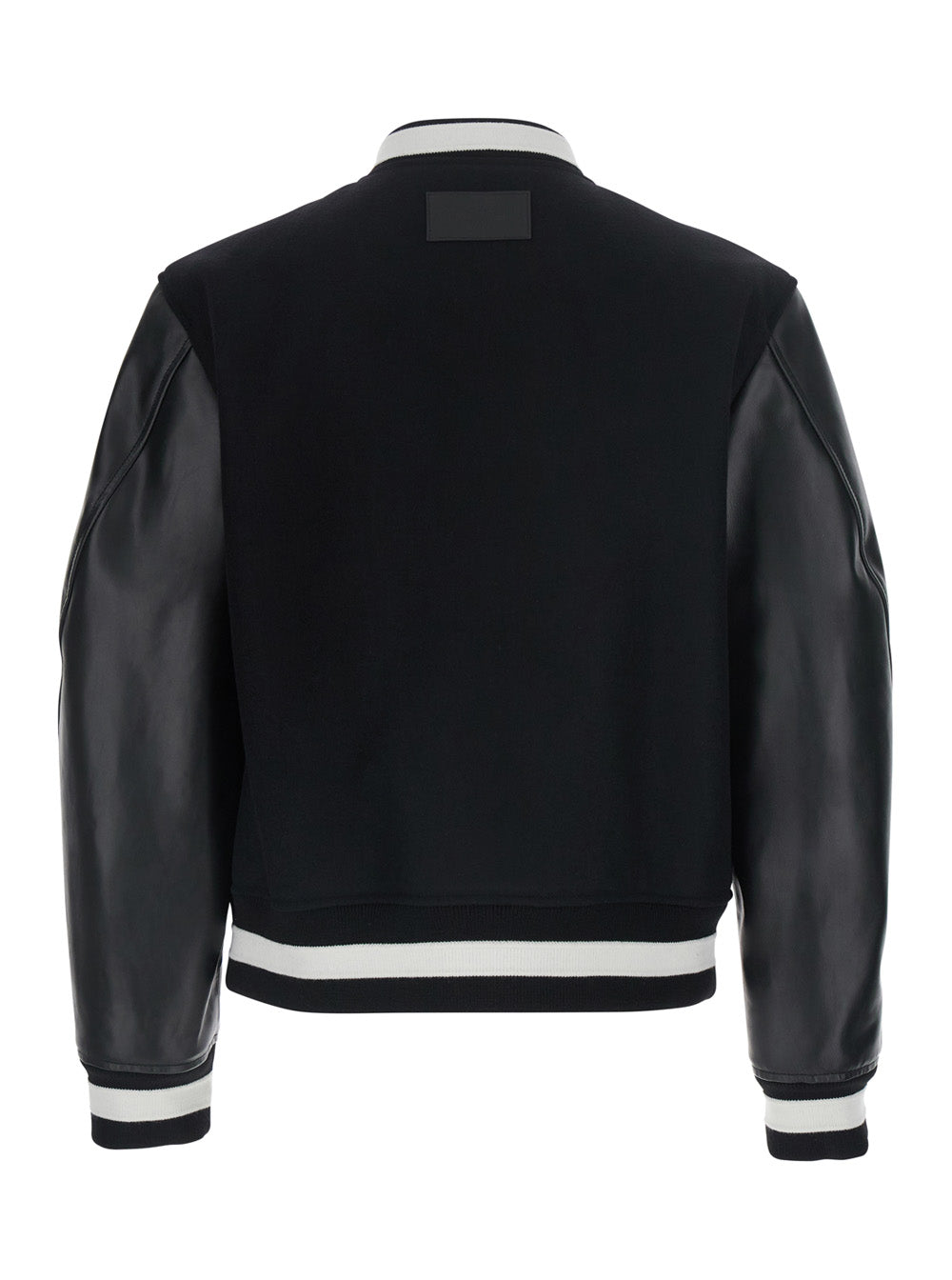 Givenchy Men Black Jacket With Bi-Color Details And Patch On The Back In Leather And Fabric For Men