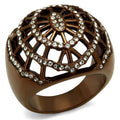 IP Coffee light Stainless Steel Ring with Top Grade Crystal in Clear