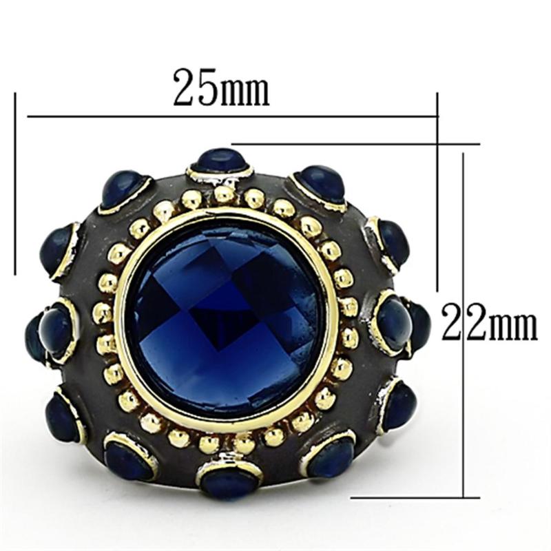 Reverse Two-Tone Brass Ring with Synthetic Synthetic Glass in Montana