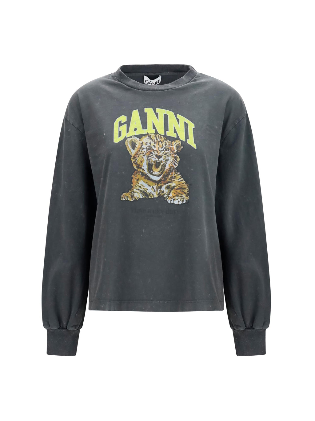 Ganni Women Long-Sleeve Tiger-Print T-Shirt