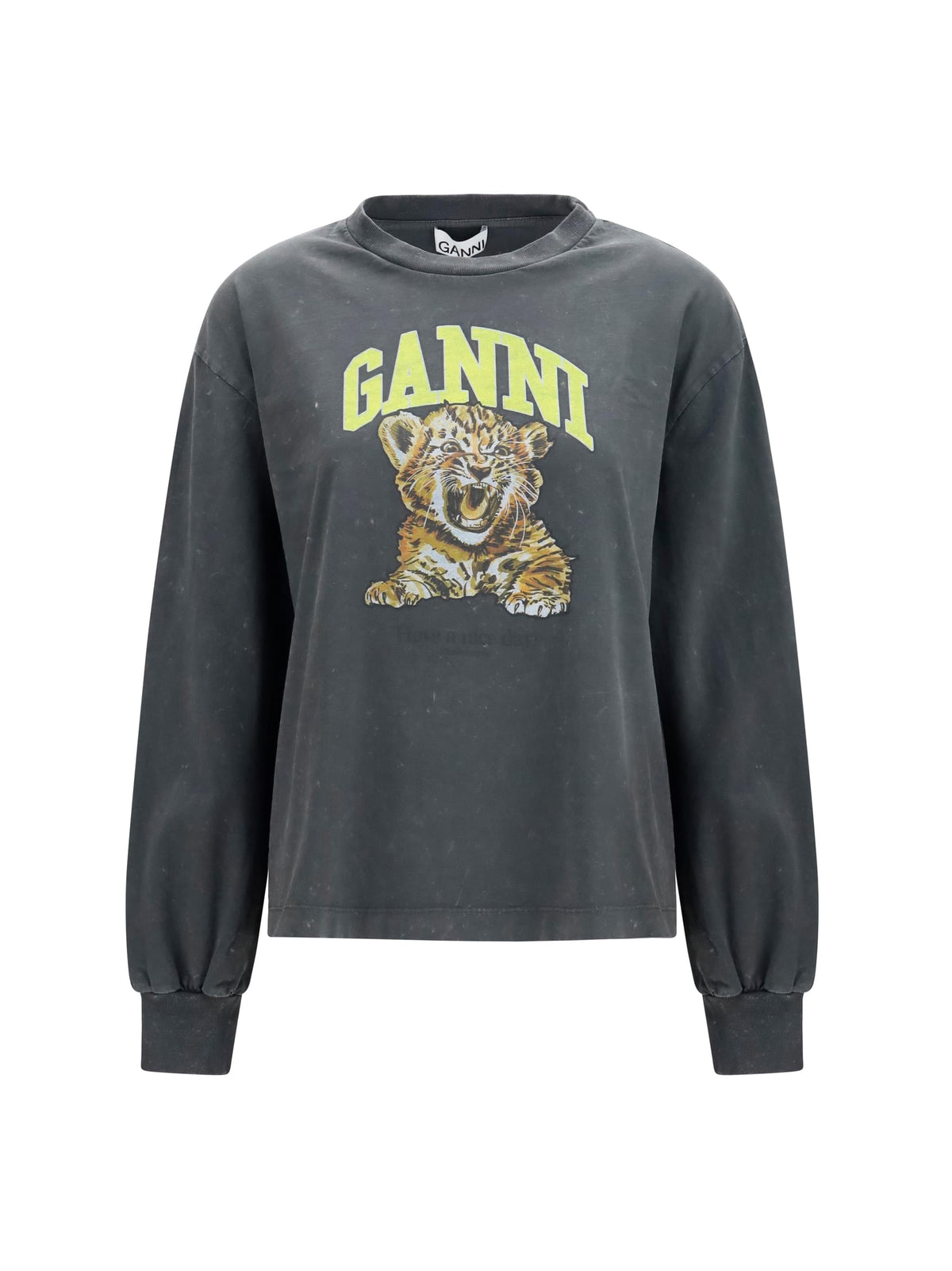 Ganni Women Long-Sleeve Tiger-Print T-Shirt