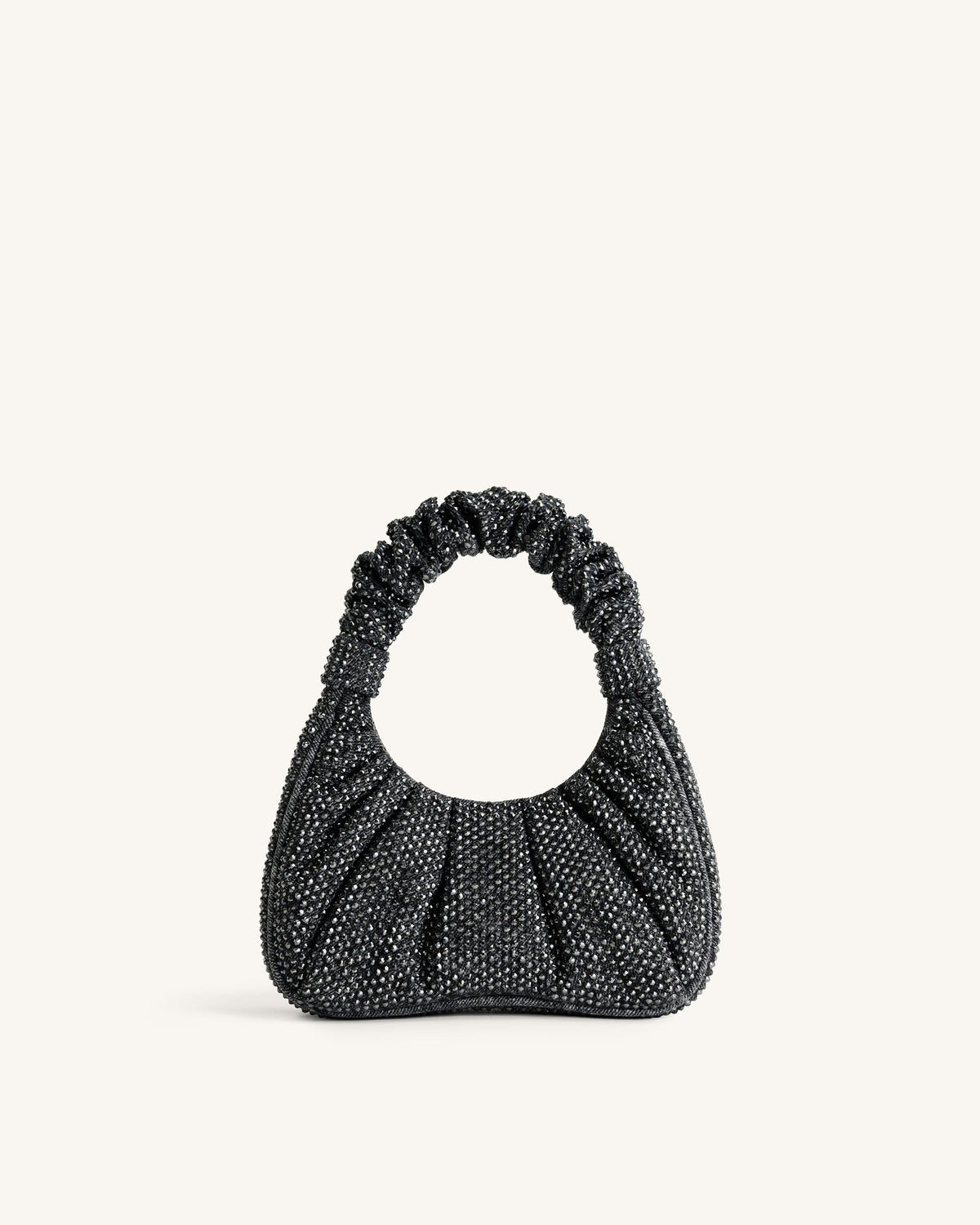 Gabbi Artificial Crystal Medium Ruched Hobo Handbag - Anthracite