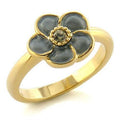 Gold White Metal Ring with Top Grade Crystal in Black Diamond