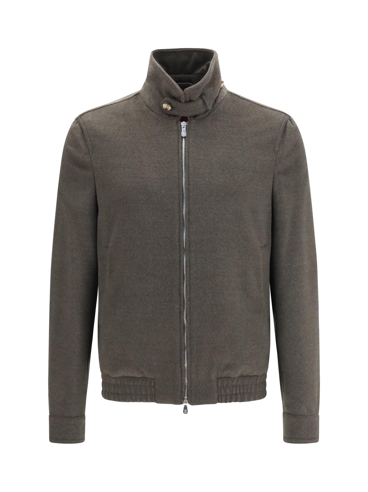 Brunello Cucinelli Men Wool Zip Jacket With High Collar