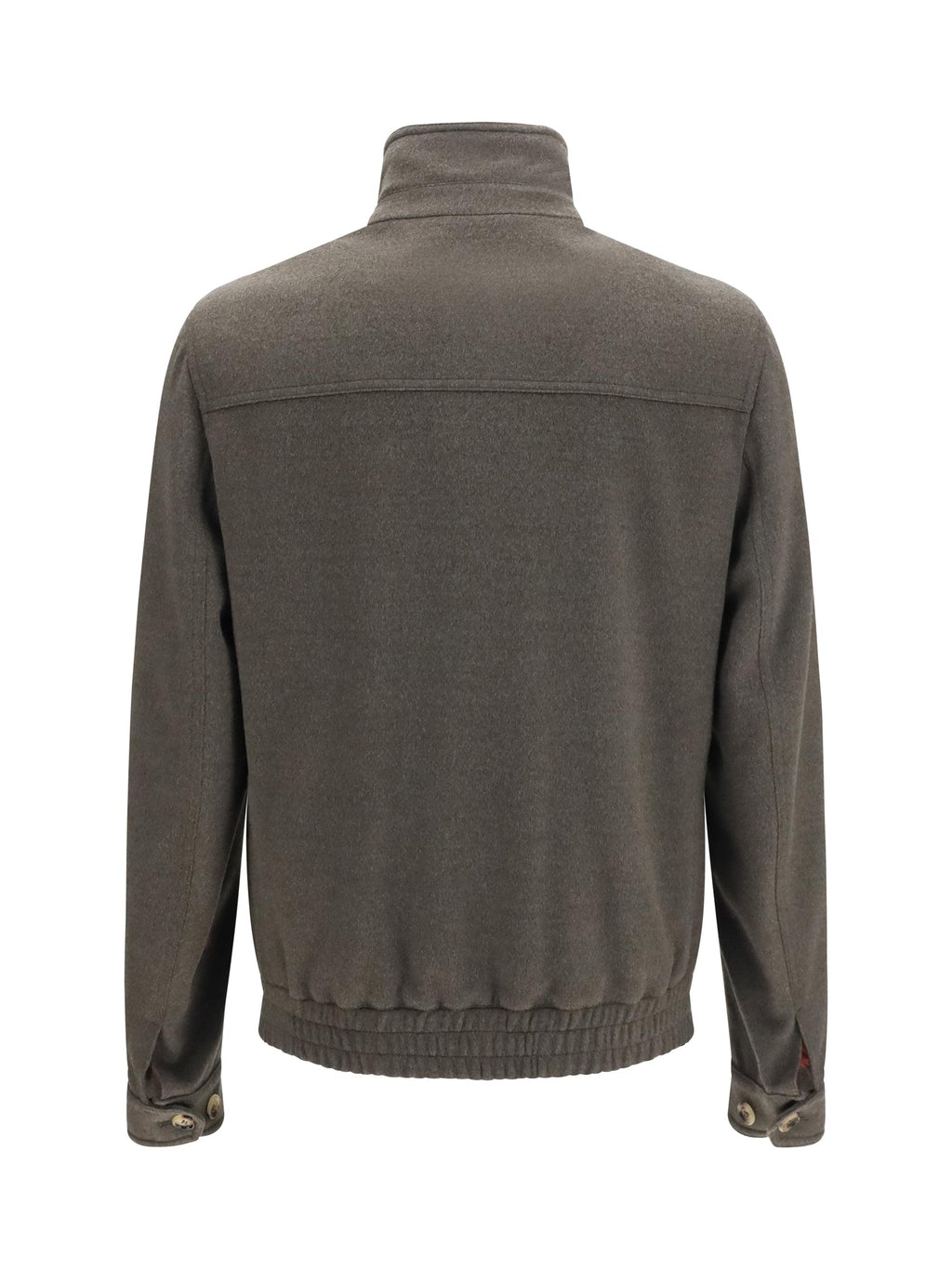 Brunello Cucinelli Men Wool Zip Jacket With High Collar