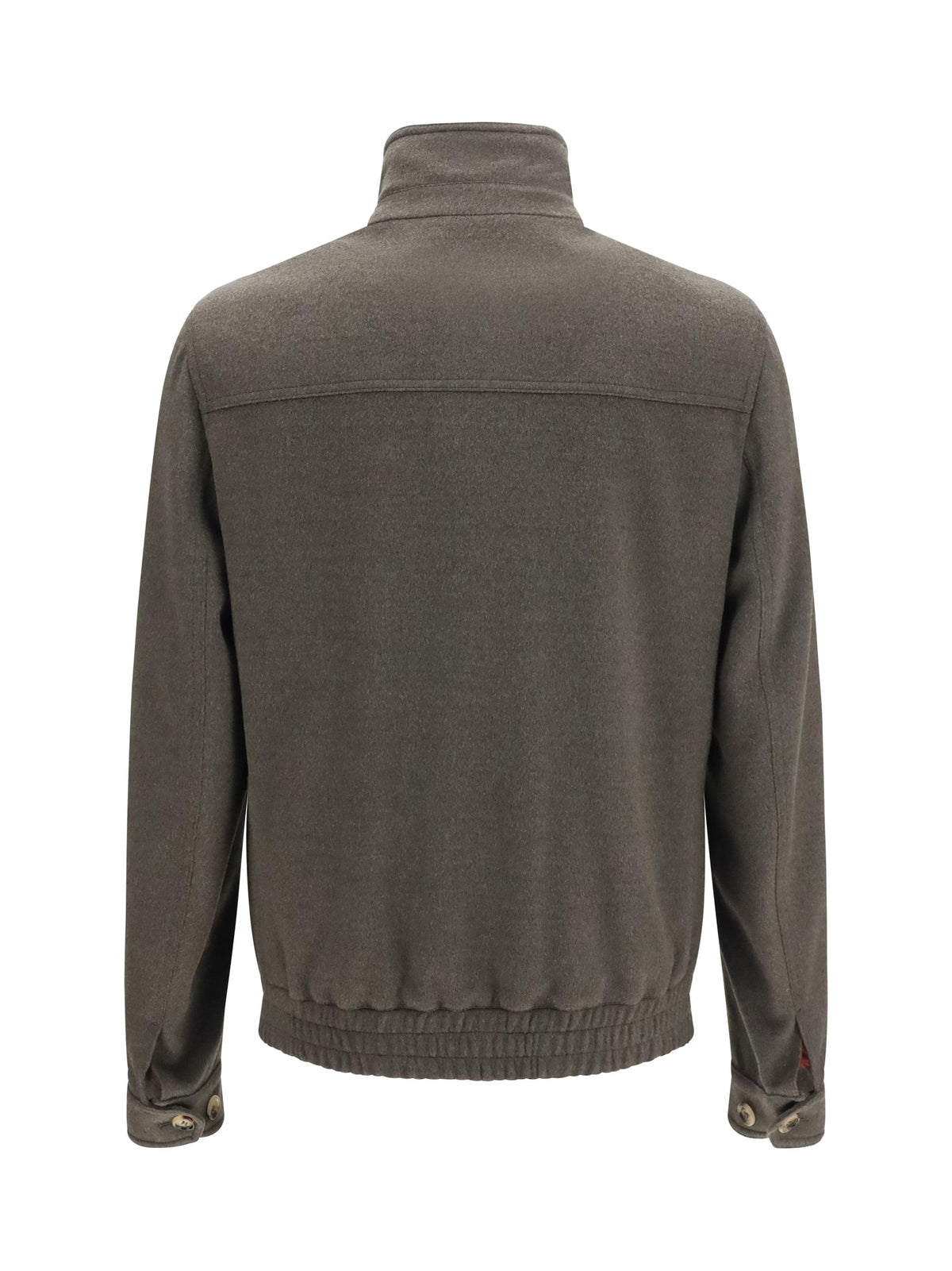 Brunello Cucinelli Men Wool Zip Jacket With High Collar