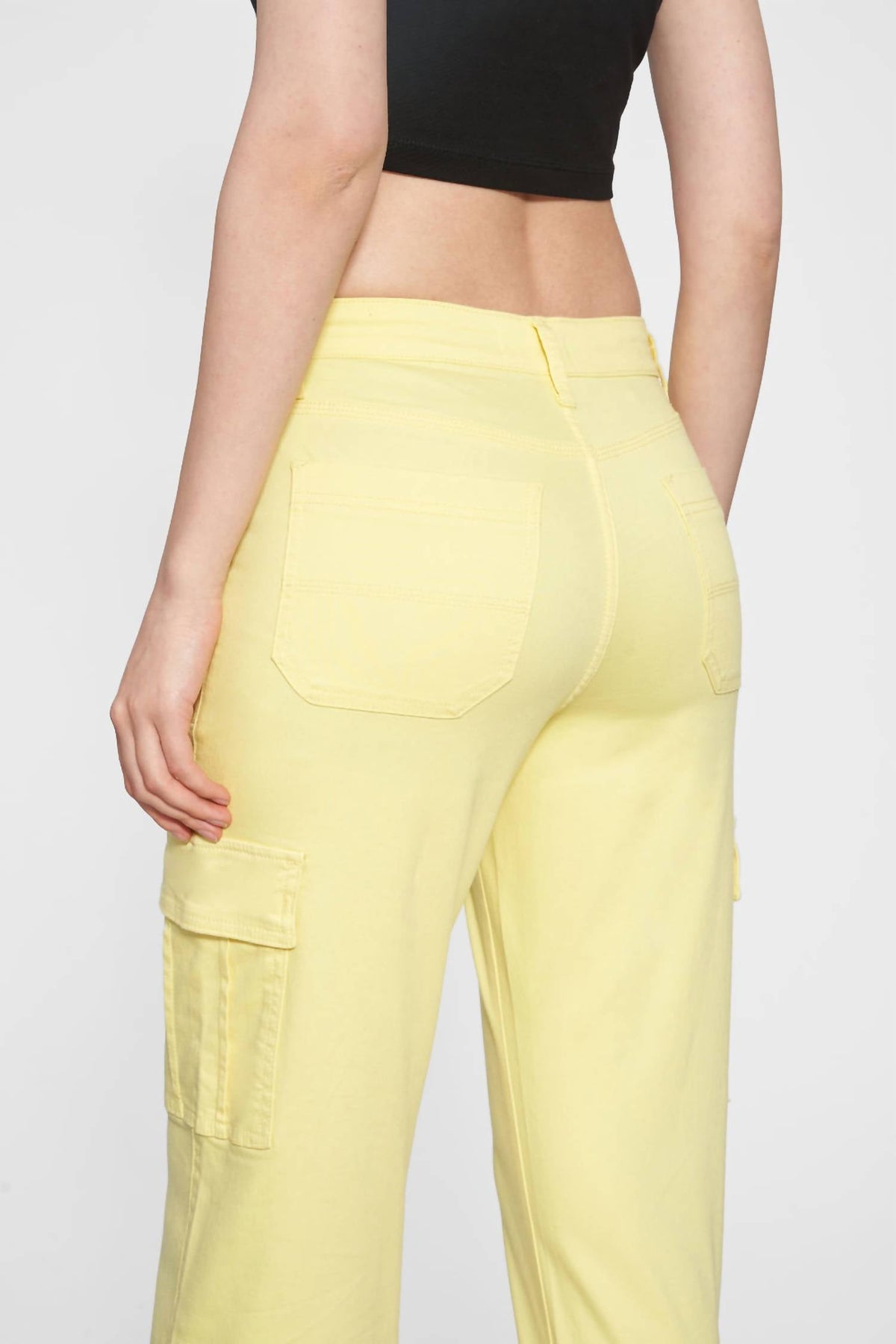 Angel High Rise Cargo Straight Pants In Light Yellow