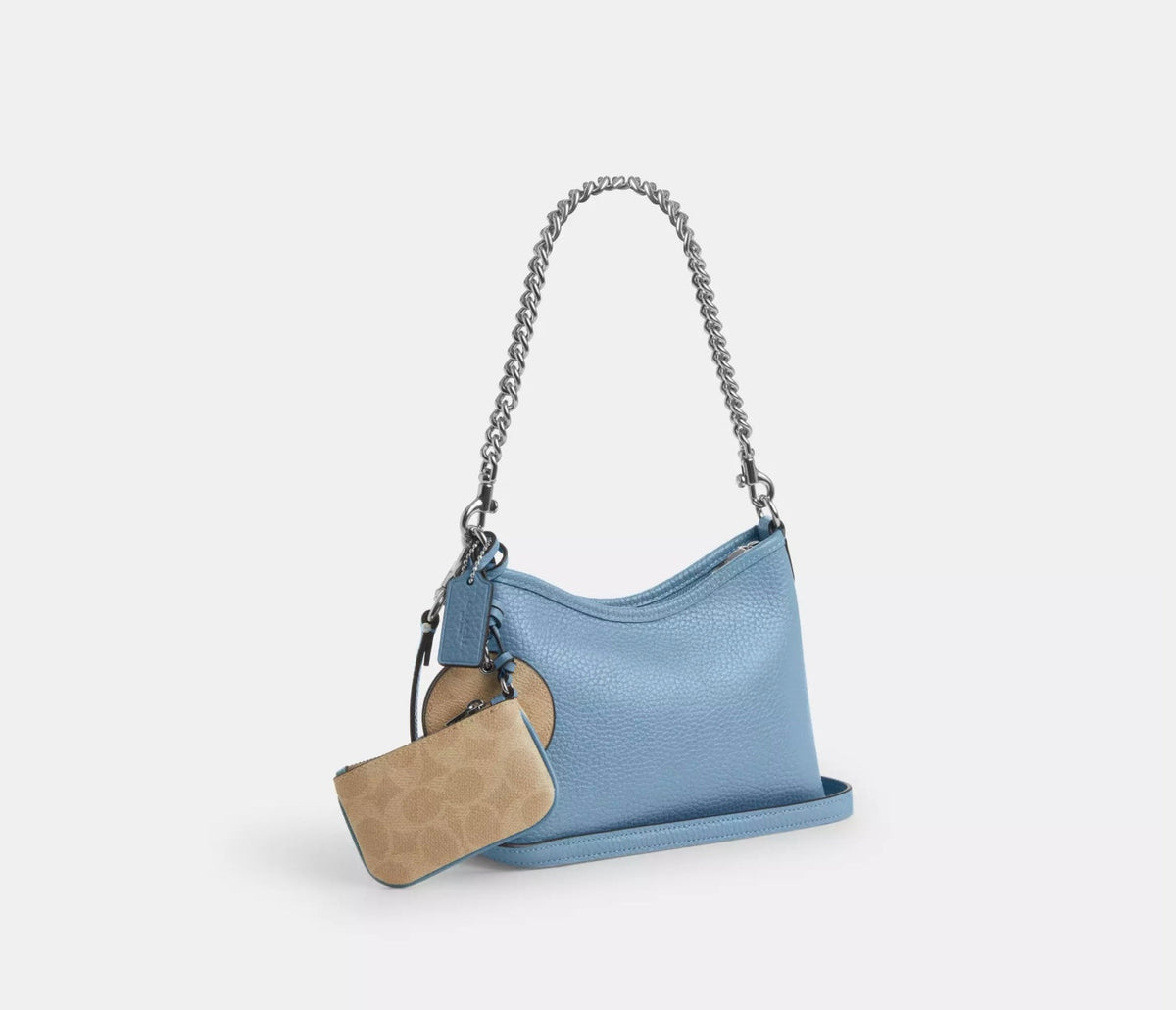 NWT Coach Leather Laurel Small Shoulder Bag With Mirror Charm And Pouch