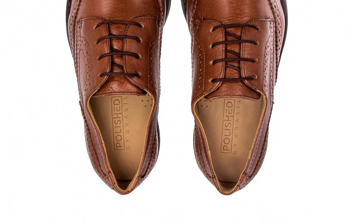 Men's Santiago Leather Derby Shoes In Conservative Cognac