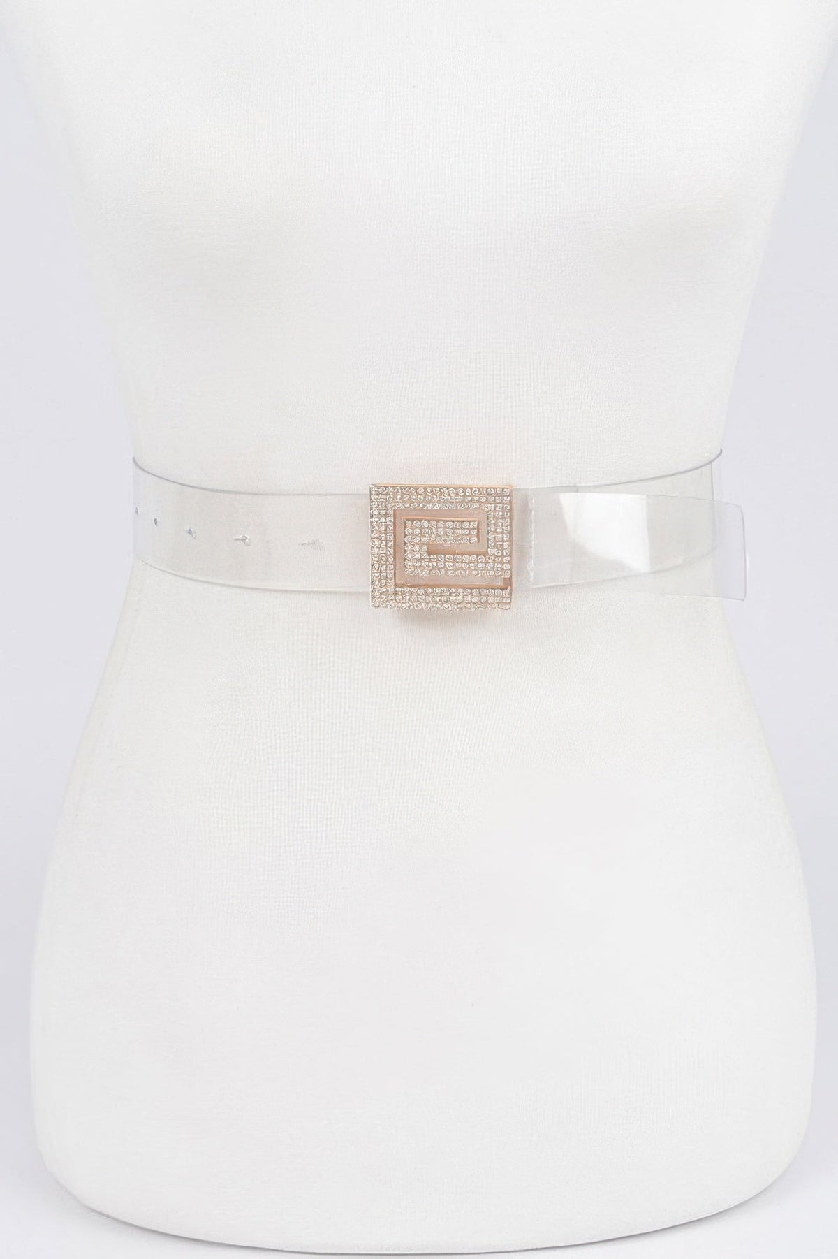 Rhinestone Buckle Vegan Belt