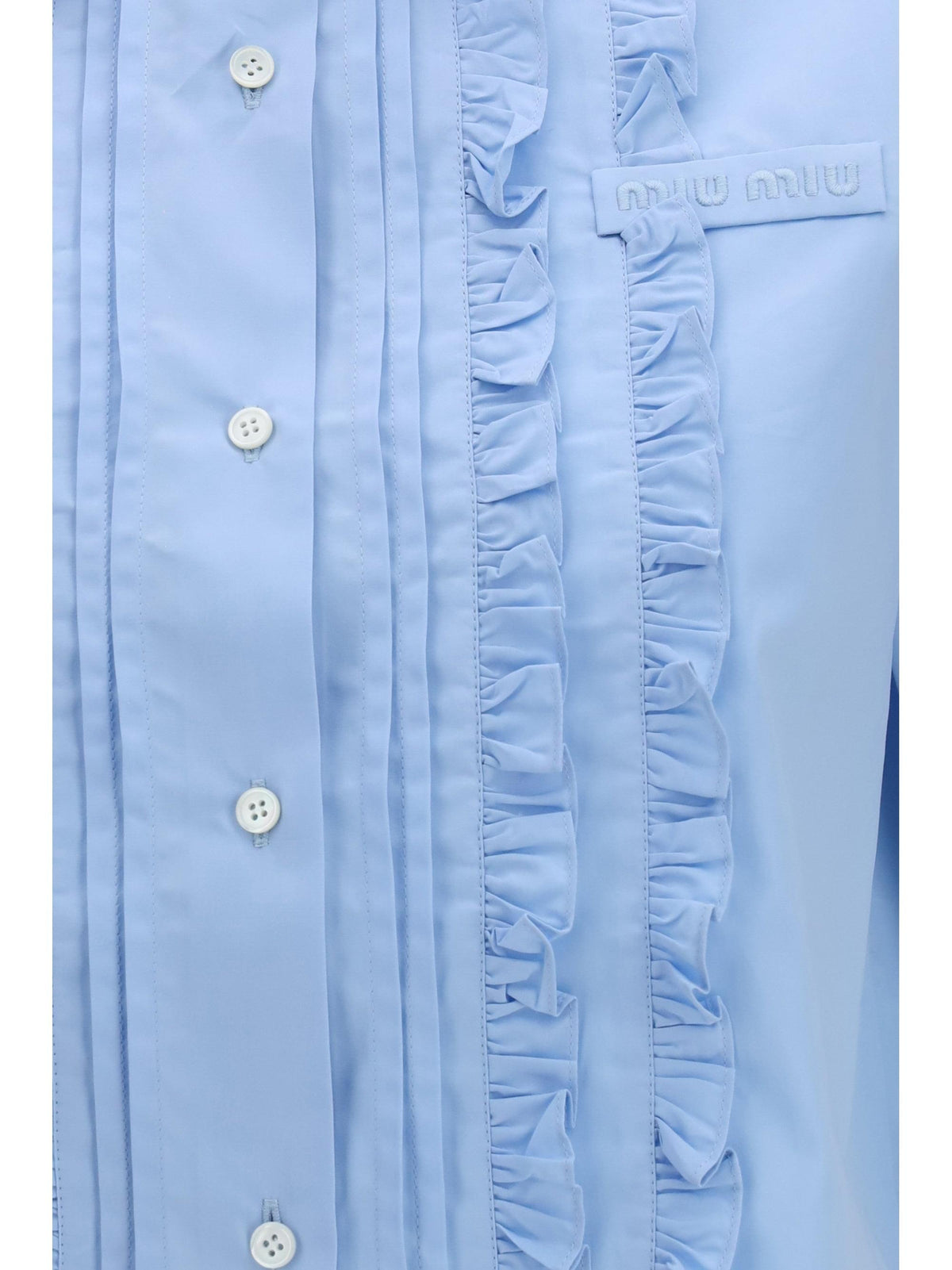 Miu Miu Women Poplin Shirt With Ruffle Details