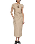 Lafayette 148 New York Gathered Tie Cap Sleeve Dress