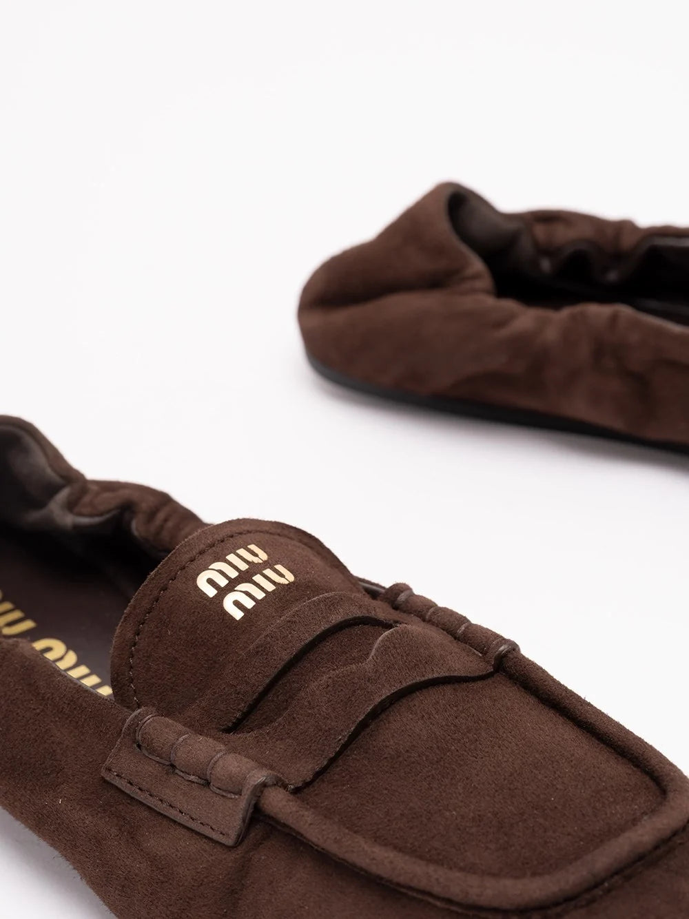 Miu Miu Women Ruches Suede Loafers