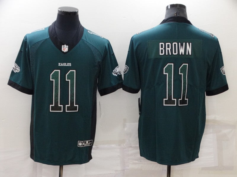 Men's Philadelphia Eagles A.J. Brown #11 Midnight Green Team Game jersey
