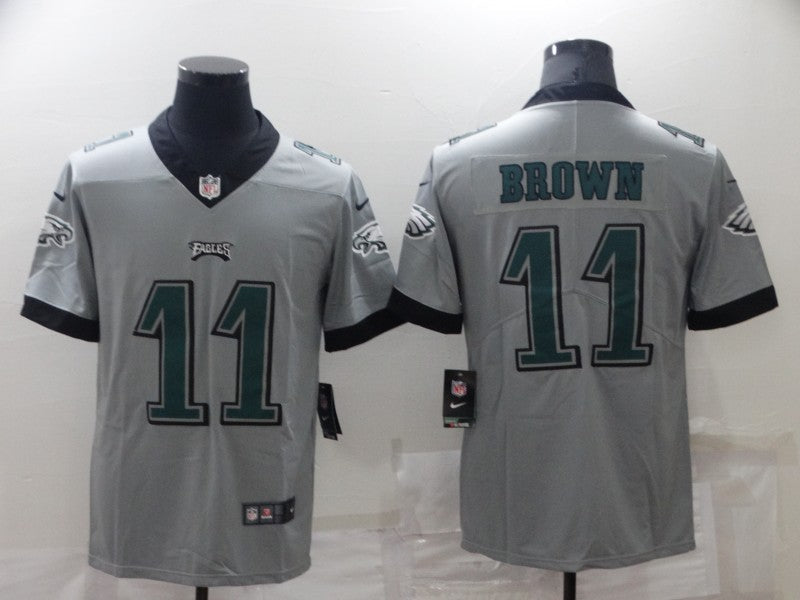 Men's Philadelphia Eagles A.J. Brown #11 Gray Inverted Game jersey