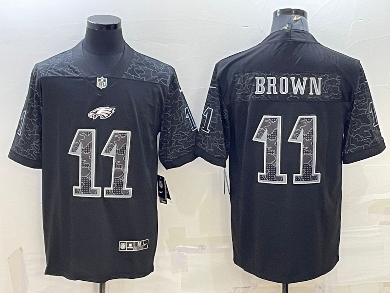 Men's Philadelphia Eagles A.J. Brown #11 Black RFLCTV Limited jersey