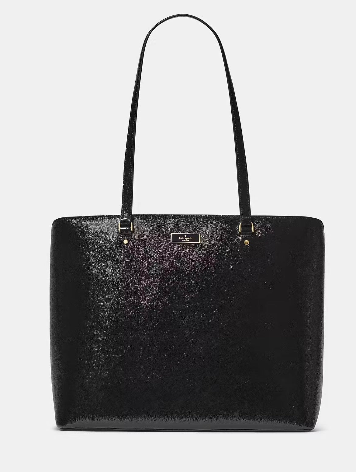NWT Kate Spade Bridget Crinkle Patent Large Tote In Black