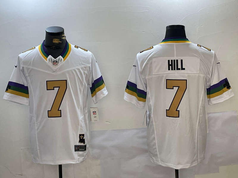 Men's New Orleans Saints Taysom Hill #7 White Fashion Game jersey