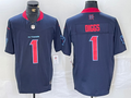 Men's Houston Texans Stefon Diggs #1 Navy 2nd Alternate Game Jersey
