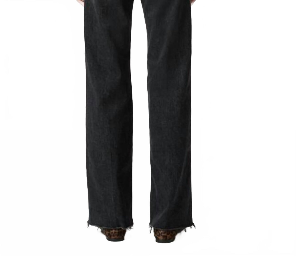 Anessa High Rise Wide Leg Jeans With Raw Hem In Viper Black Distressed