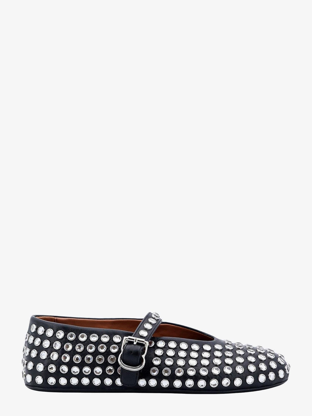 Alaia Women Leather Ballet Flats With Rhinestones