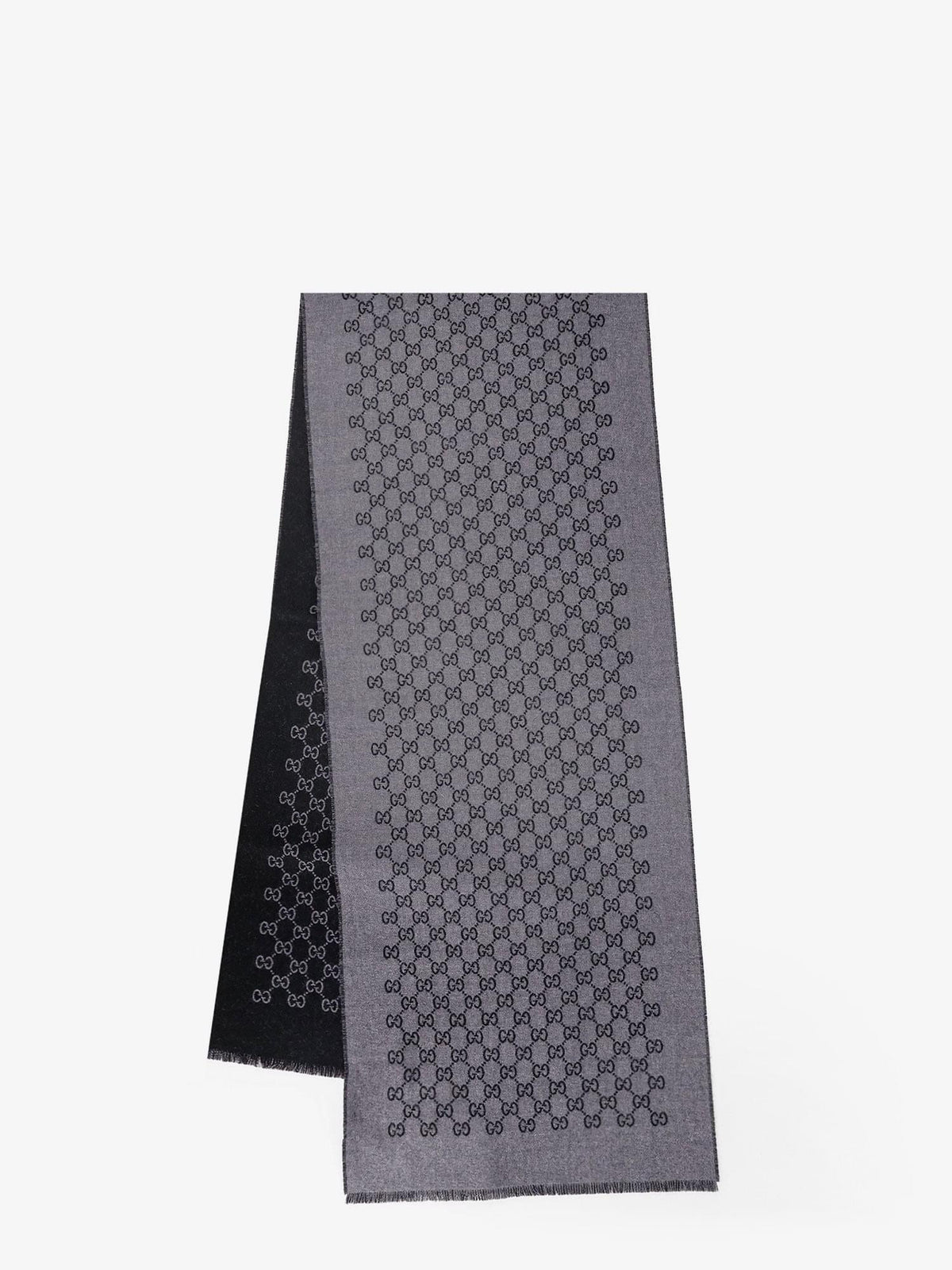 Gucci Men Double Wool Jacquard Scarf With Gg Motif