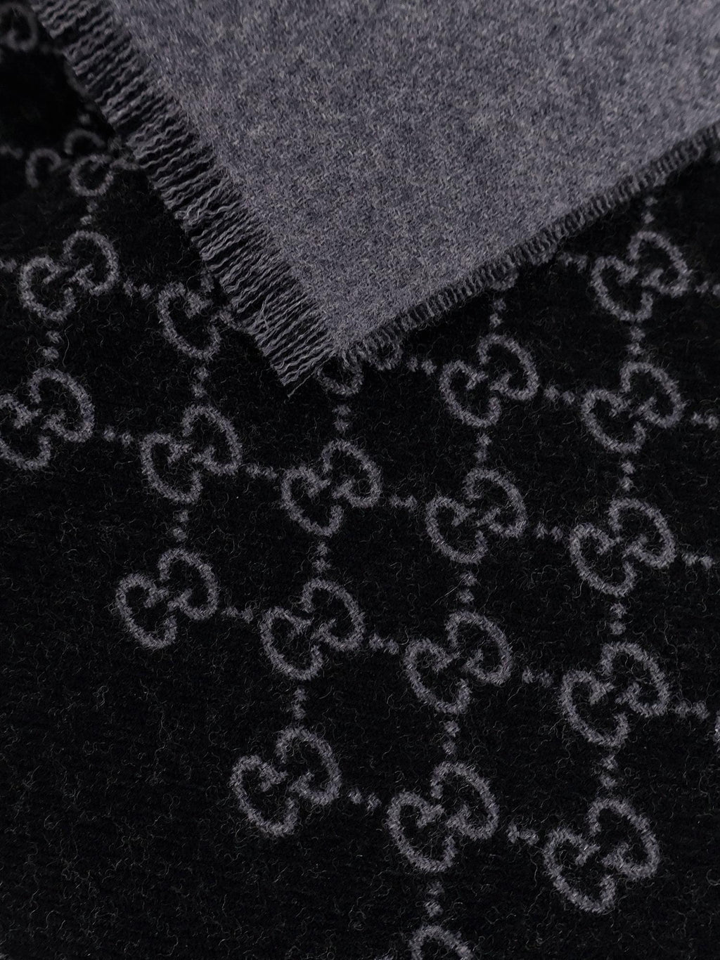 Gucci Men Double Wool Jacquard Scarf With Gg Motif