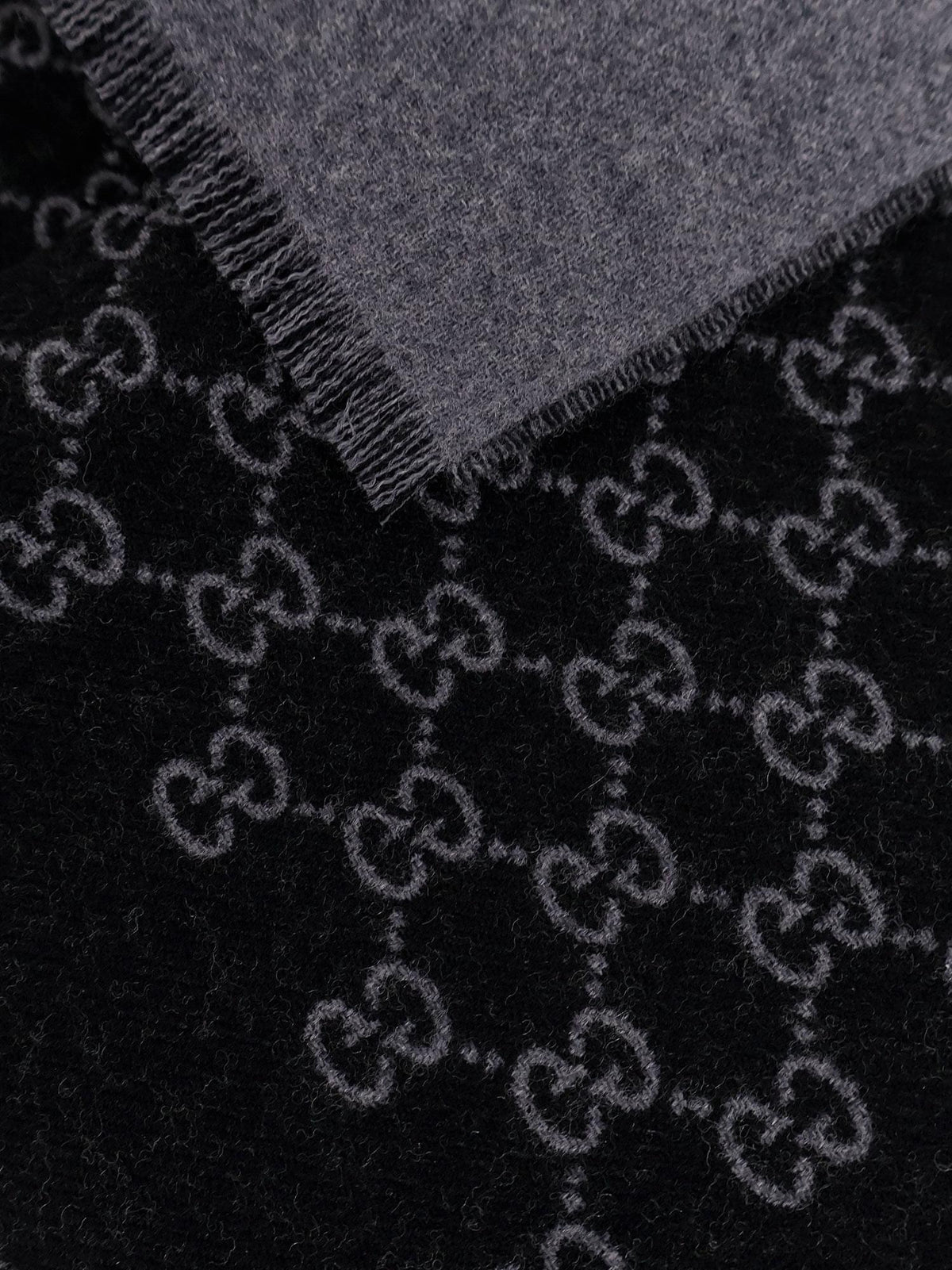 Gucci Men Double Wool Jacquard Scarf With Gg Motif