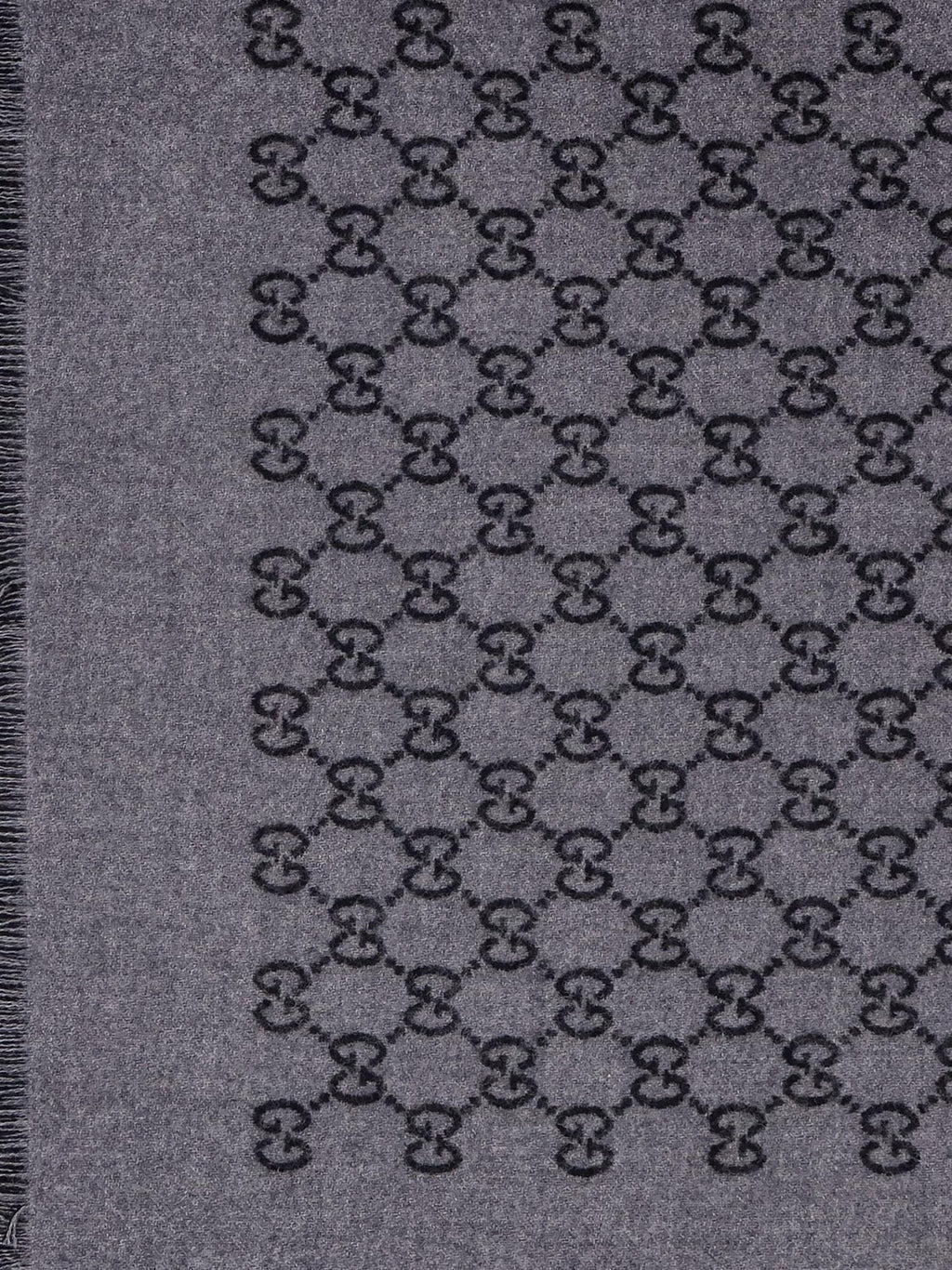 Gucci Men Double Wool Jacquard Scarf With Gg Motif