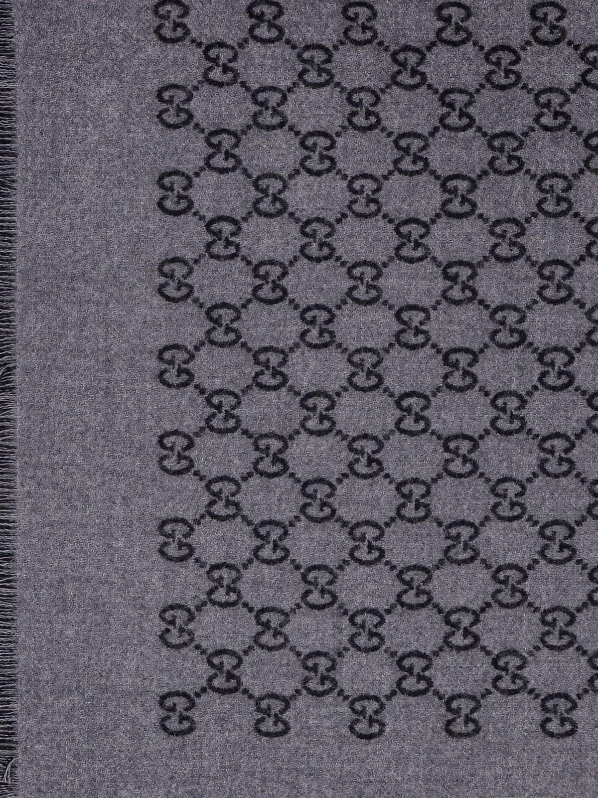 Gucci Men Double Wool Jacquard Scarf With Gg Motif