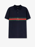 Gucci Men Cotton Polo Shirt With Web Print On The Front