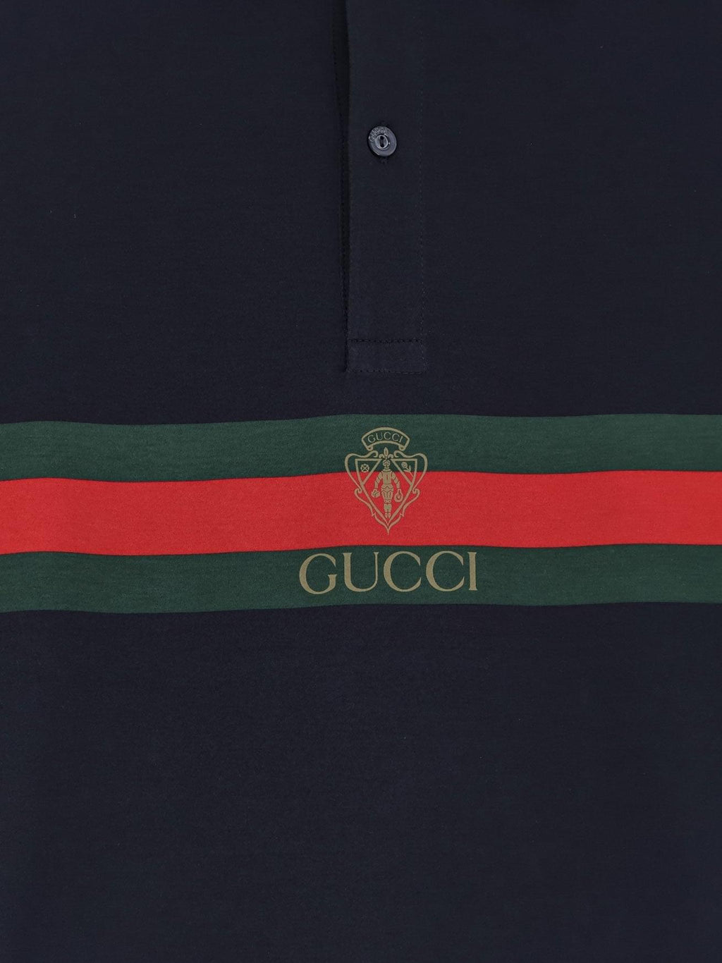 Gucci Men Cotton Polo Shirt With Web Print On The Front