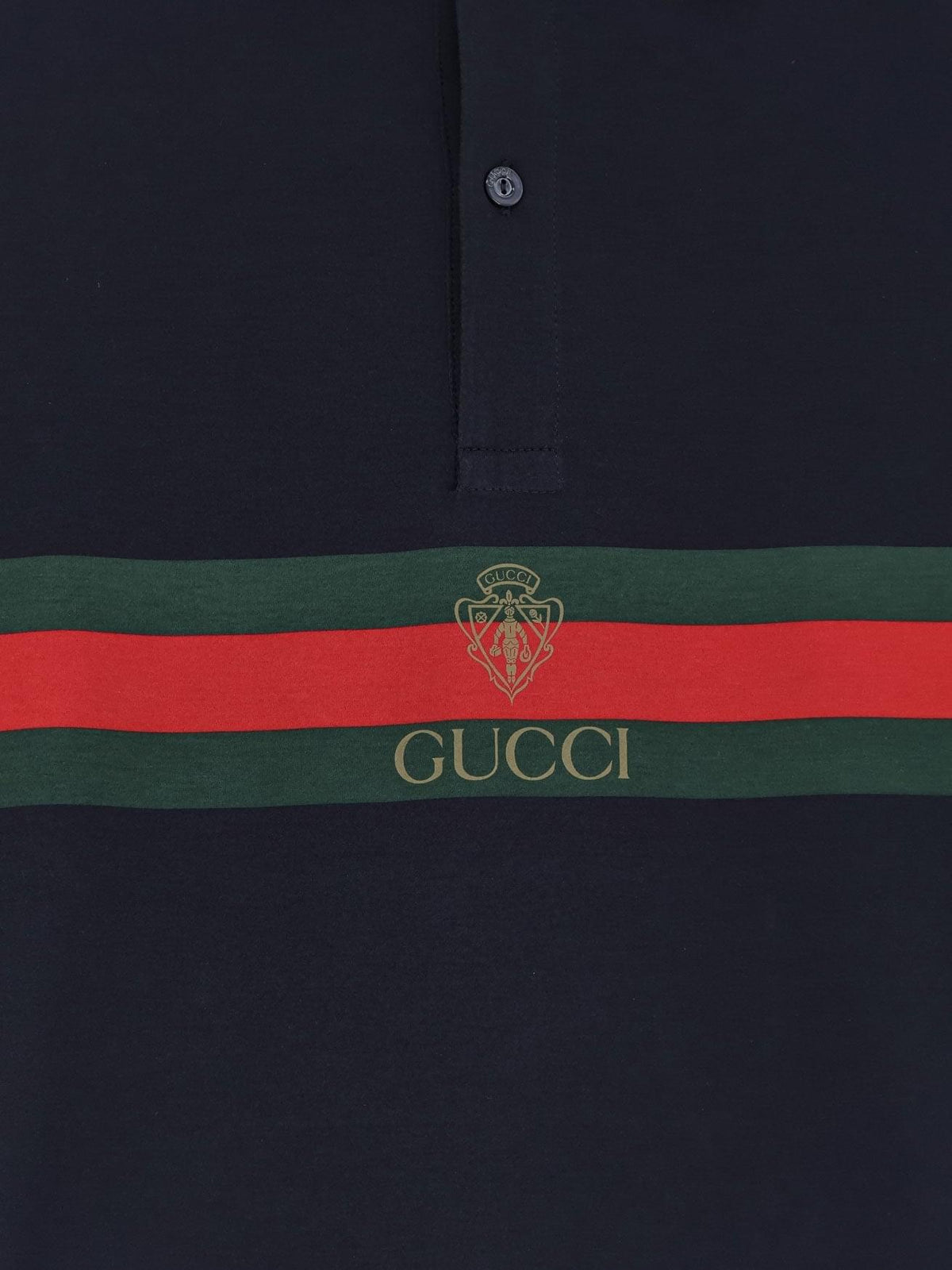 Gucci Men Cotton Polo Shirt With Web Print On The Front