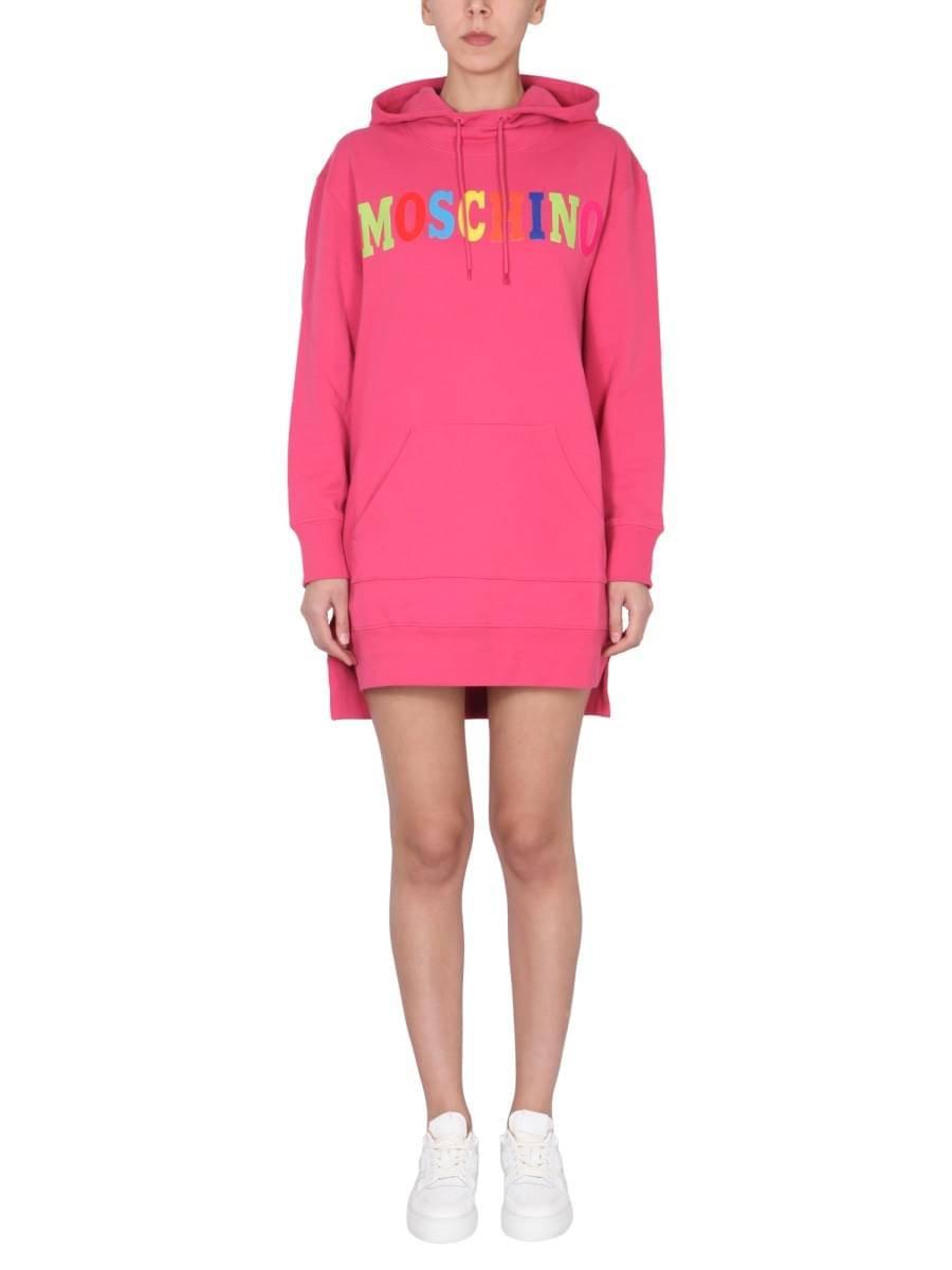Moschino Women Dress With Multicolor Flocked Logo