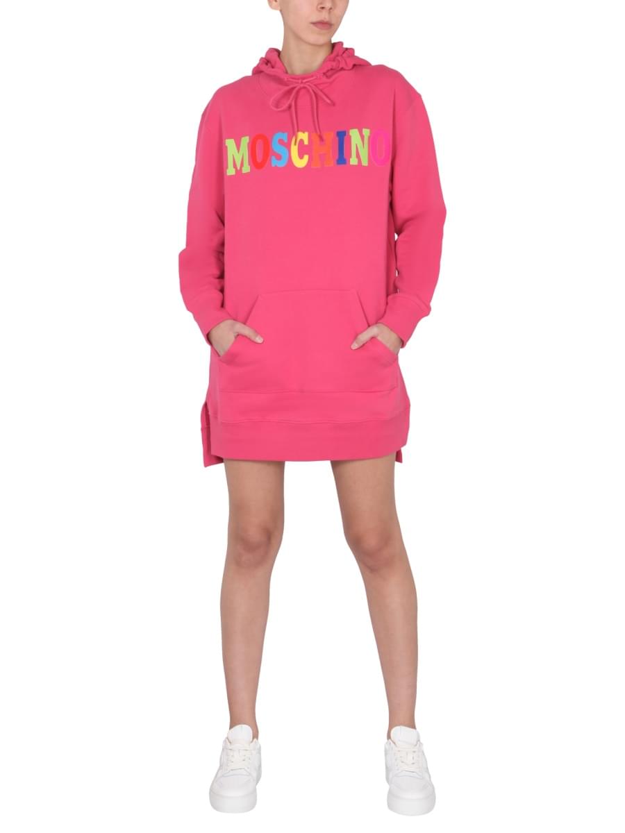 Moschino Women Dress With Multicolor Flocked Logo