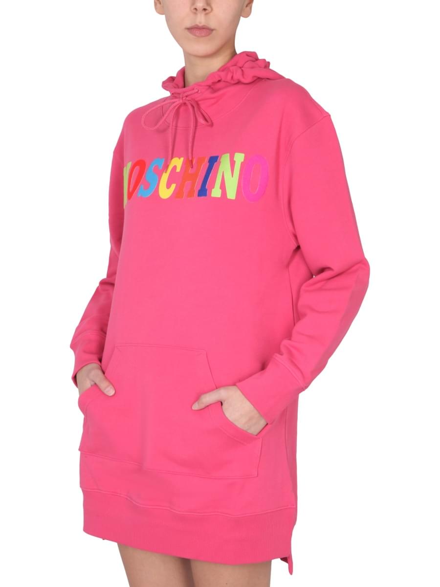 Moschino Women Dress With Multicolor Flocked Logo