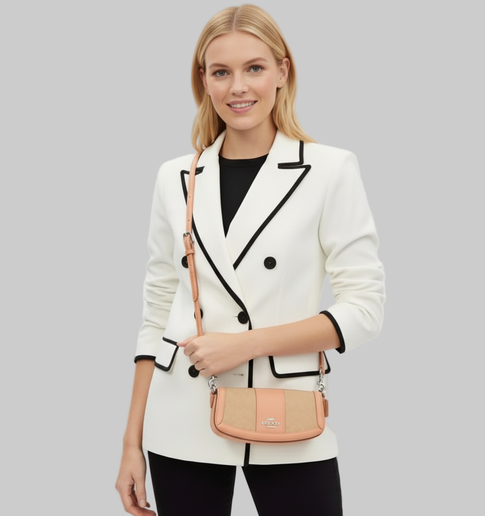 NWT Coach Andrea Small Shoulder/ Crossbody Bag Signature Jacquard & Leather