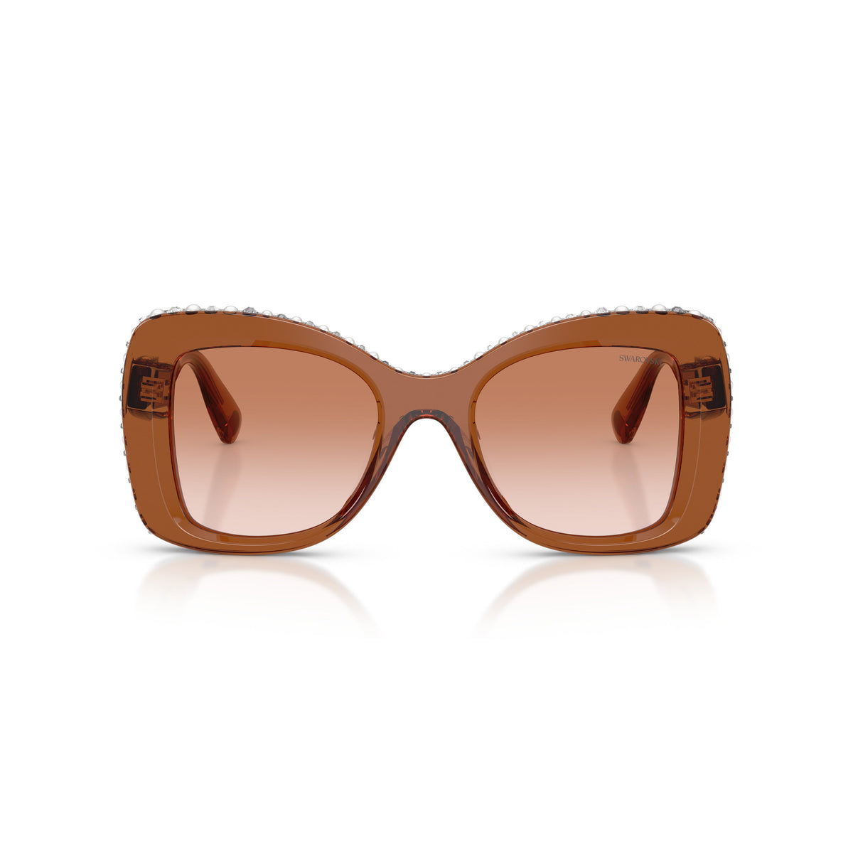 0Sk6062U Translucent Brown Acetate Sunglasses with Crystal Accents