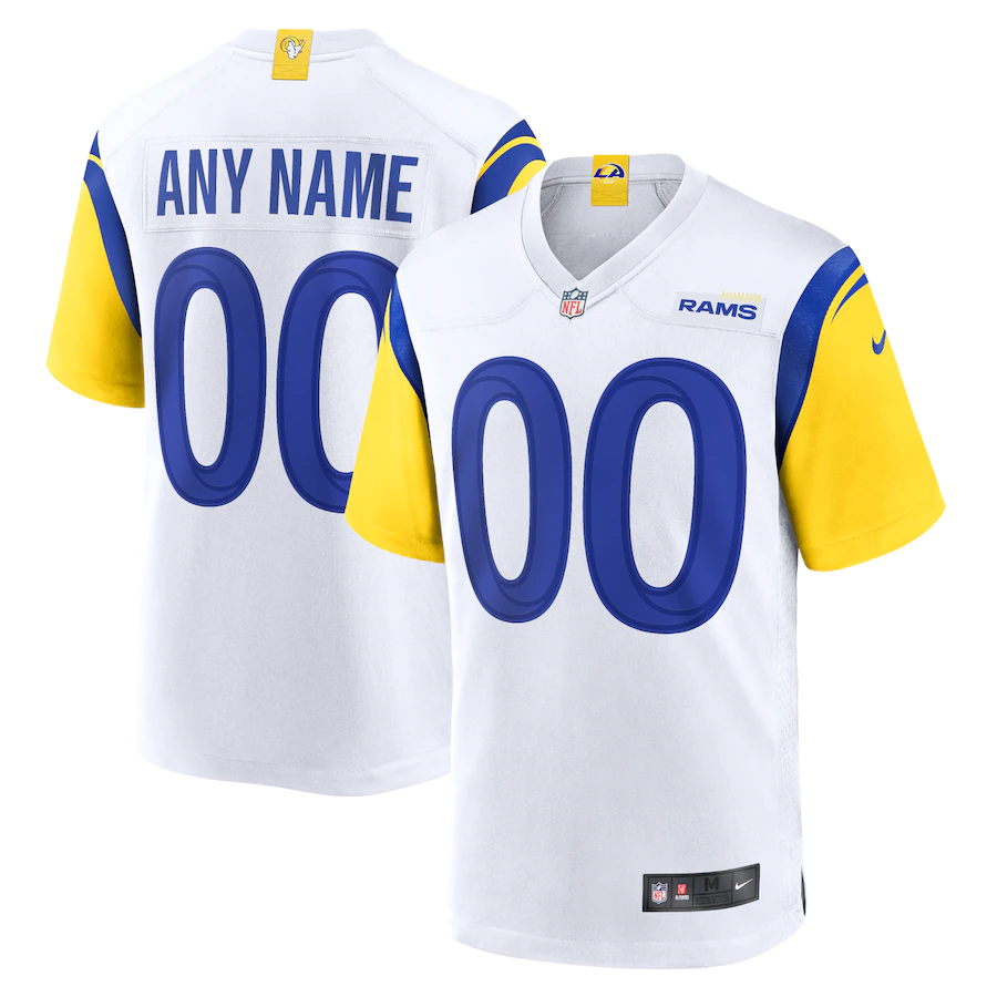 Custom Los Angeles Rams White Alternate Jersey1