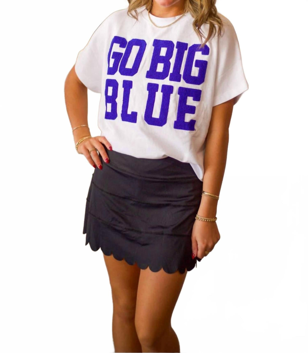 Solid Scallop Skort In Black