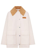 Ganni Women Pink Twill Jacket With Corduroy Collar