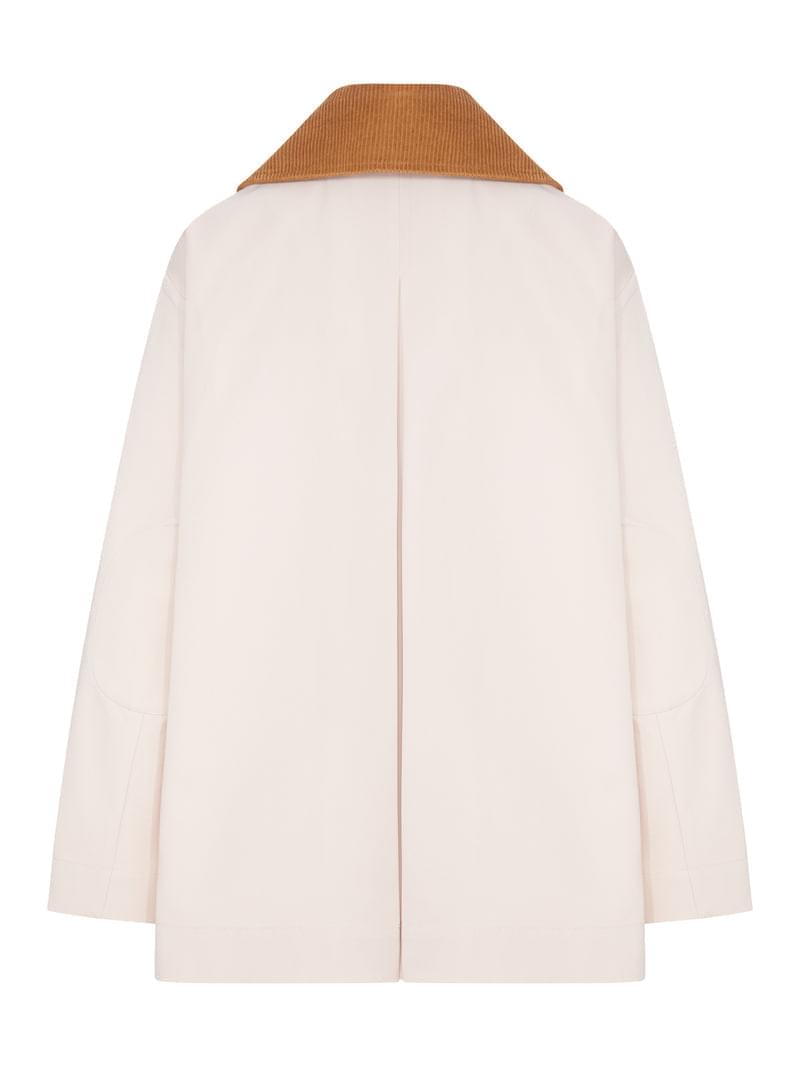 Ganni Women Pink Twill Jacket With Corduroy Collar