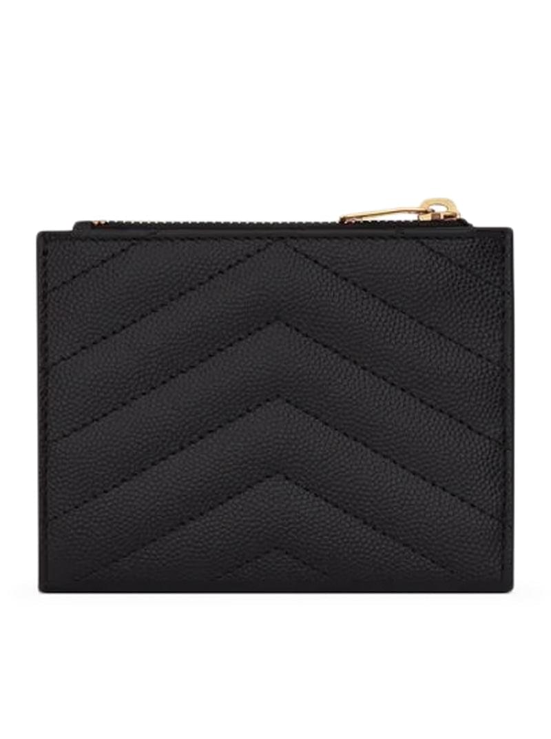 Saint Laurent Women Cassandre Quilted Bi-Fold Wallet In Powder Grain Embossed Leather