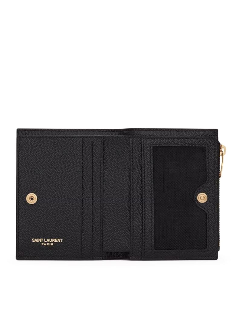 Saint Laurent Women Cassandre Quilted Bi-Fold Wallet In Powder Grain Embossed Leather